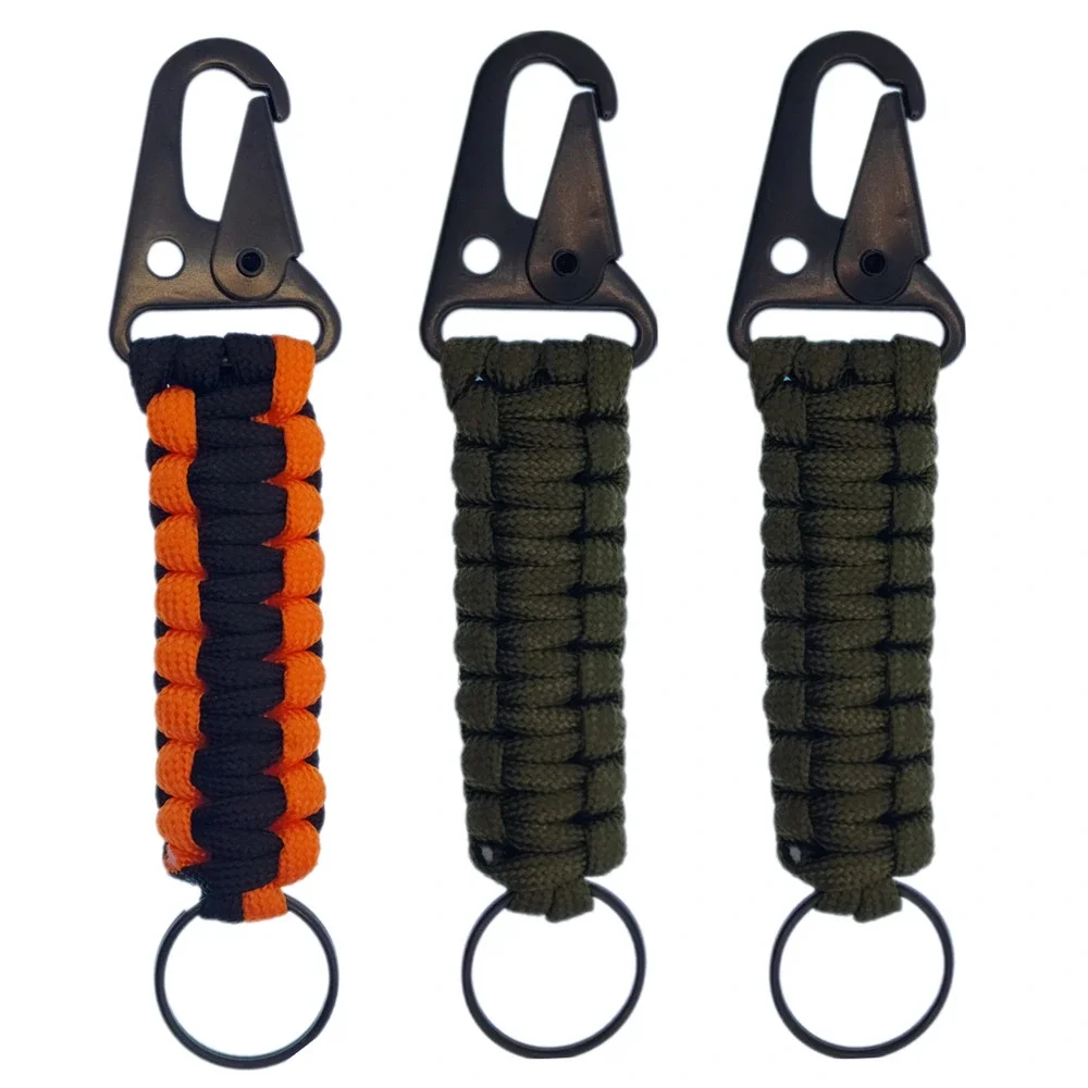 3-Pack Paracord Carabiner Keychain Ring Clasp Braided Lanyard Outdoor Survival